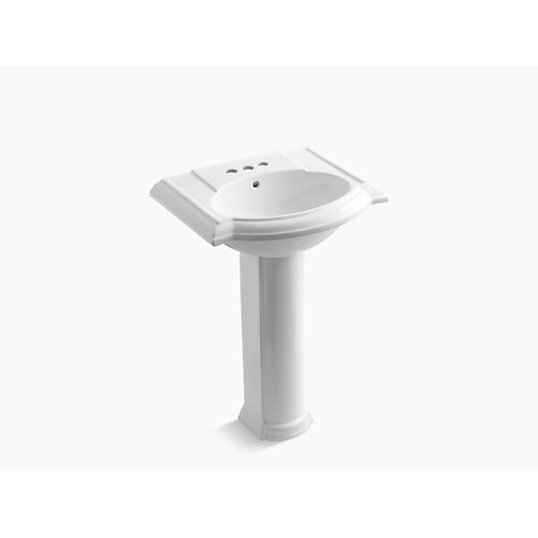 24 Pedestal Bathroom Sink W/ 4 Centerset Faucet Holes